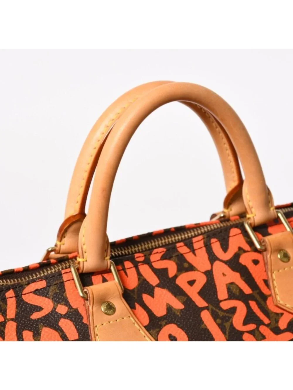 Louis Vuitton Monogram Speedy 30 Orange Handbag Graffiti Canvas